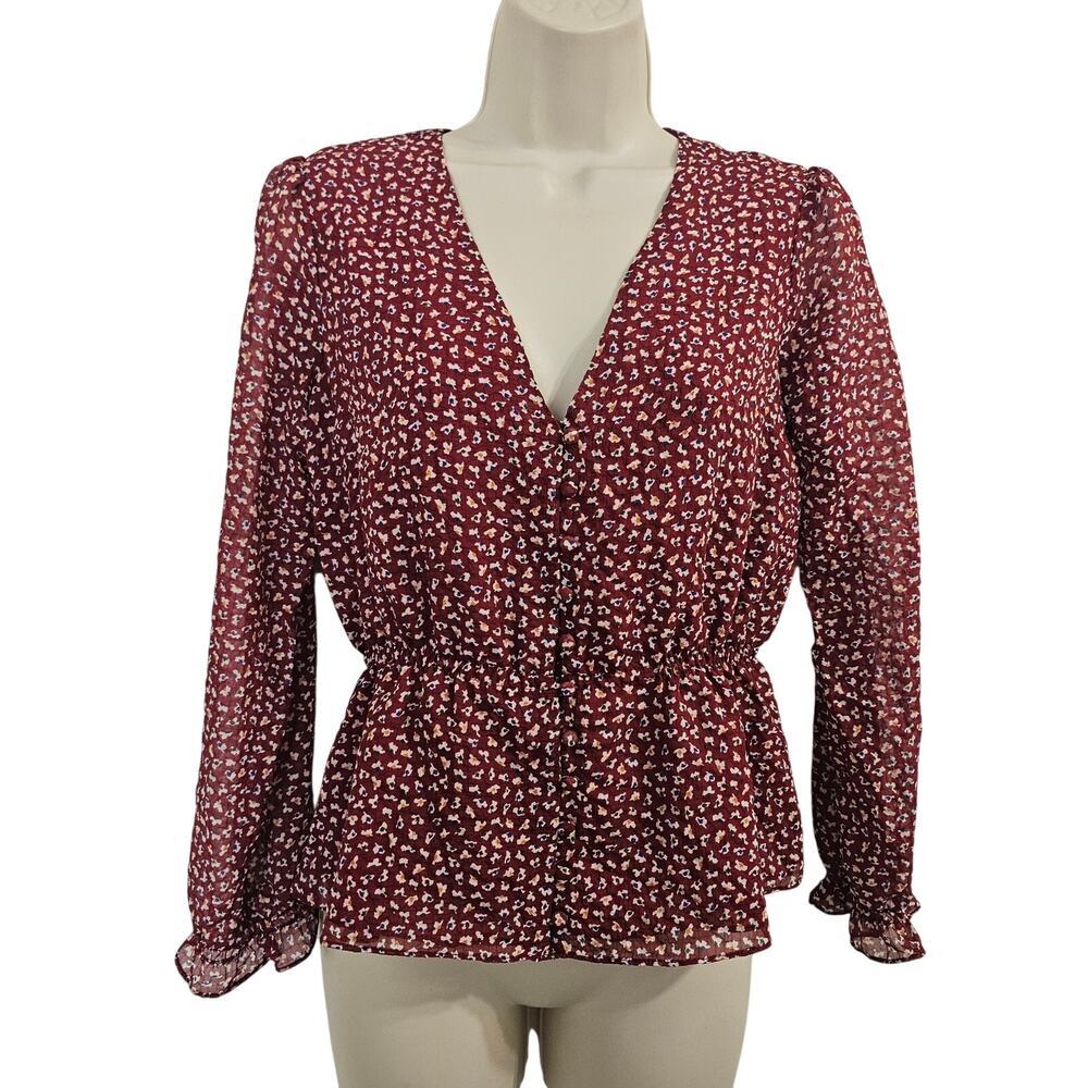 MADEWELL Overture Top in Ditsy Flowers Confetti Floral Bright Red Size XS